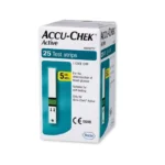 نوار تست قند خون اکیو چک مدل اکتیو  سازگار با دستگاه Accu check active بسته 25 عددی
